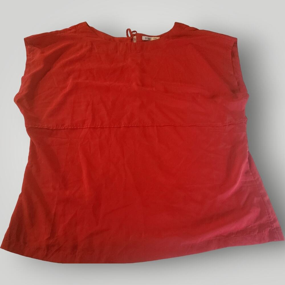 Old Navy Women's XL RED Sleeveless Muscle Top Ribbon Tie Neck